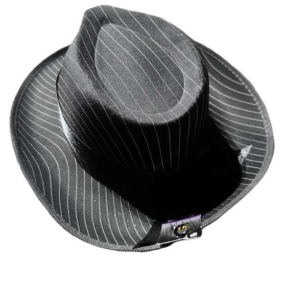 Costume USA Roaring 20s Fedora Black Pinstriped Gangster Mafia Hat NWT Halloween - Picture 2 of 6
